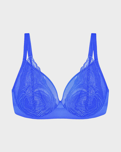 Plus-Size Lace and Mesh Full-Coverage Underwire Bra