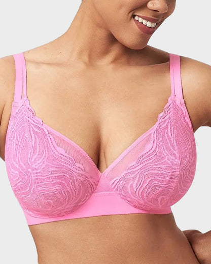 Plus-Size Lace and Mesh Full-Coverage Underwire Bra