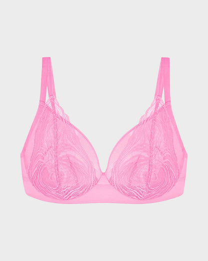 Plus-Size Lace and Mesh Full-Coverage Underwire Bra