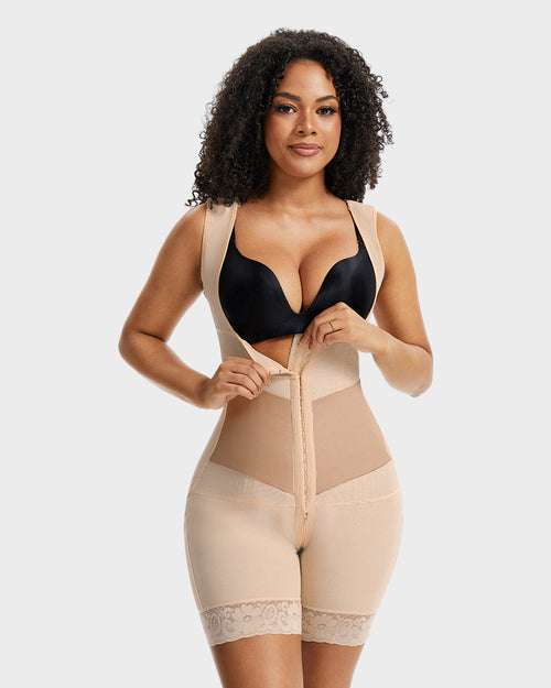 PowerMesh Double-Layer Open-Bust Full Body Shaper