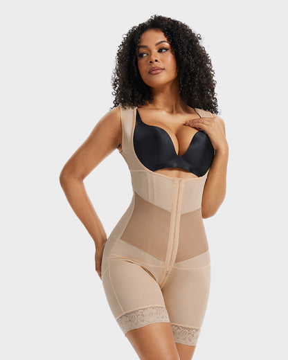 PowerMesh Double-Layer Open-Bust Full Body Shaper
