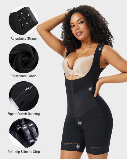 PowerMesh Double-Layer Open-Bust Full Body Shaper