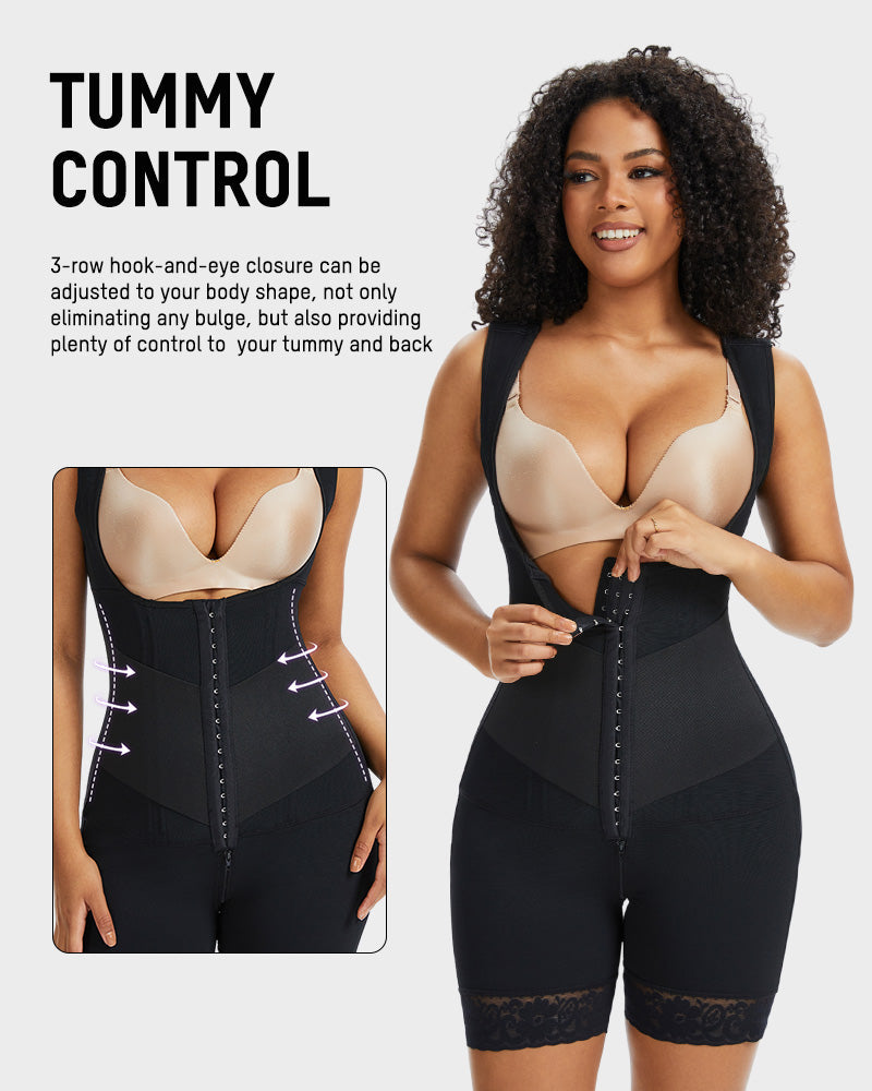 PowerMesh Double-Layer Open-Bust Full Body Shaper