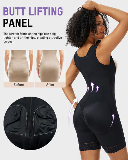 PowerMesh Double-Layer Open-Bust Full Body Shaper