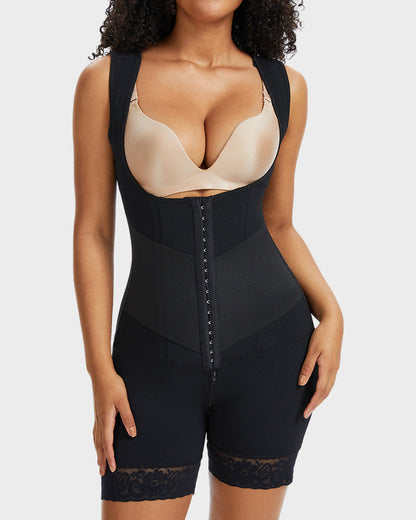PowerMesh Double-Layer Open-Bust Full Body Shaper