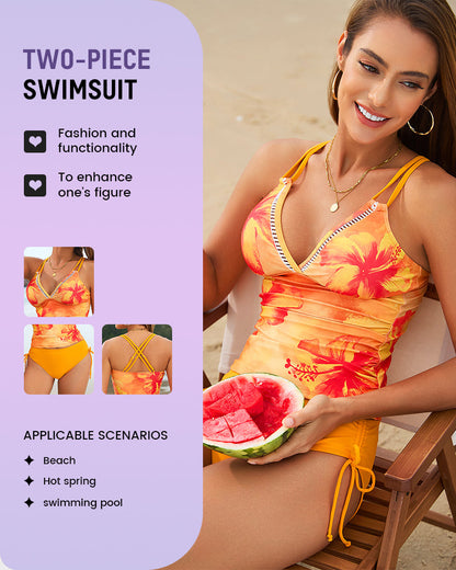 Printed Crisscross-Back Tankini