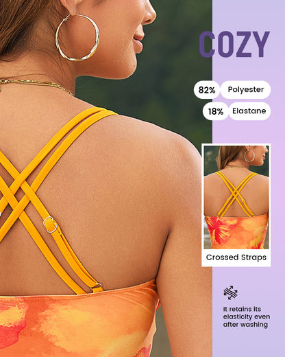 Printed Crisscross-Back Tankini