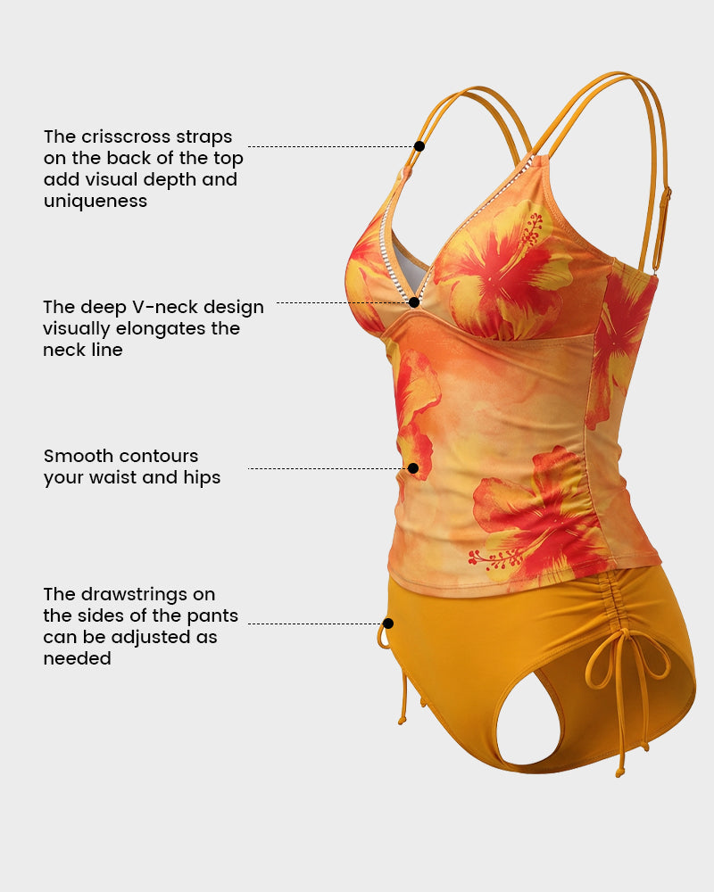 Printed Crisscross-Back Tankini