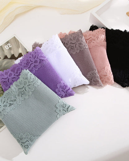 Ribbed Cotton Panty with Lace, Mid-Rise (Pack of 9)