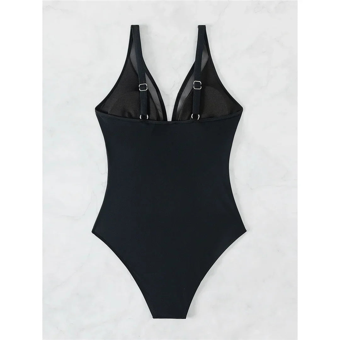 Figurformender Mesh-Badeanzug mit Bauch-weg-Effekt