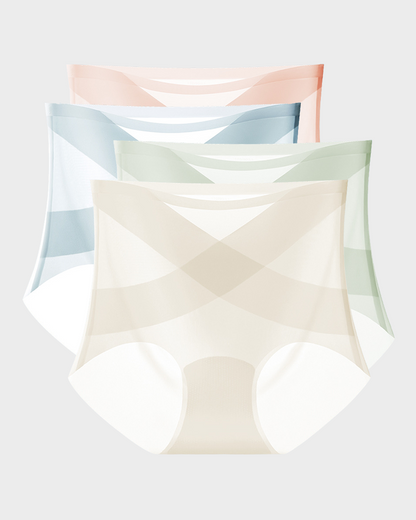 Ice-Silk High-Waisted Tummy-Control Panties (Pack of 4)