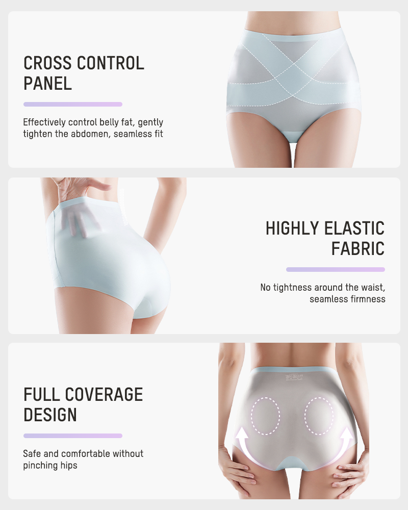 Ice-Silk High-Waisted Tummy-Control Panties (Pack of 4)