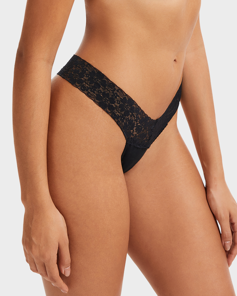 Seamless Low-Rise Lace Thong Panties (Set of 3)