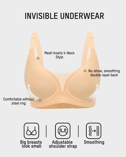 Seamless Mesh-Panel Invisible Thin Bra