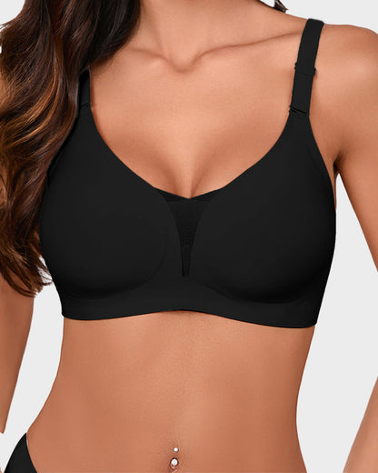 Seamless Mesh-Panel Invisible Thin Bra