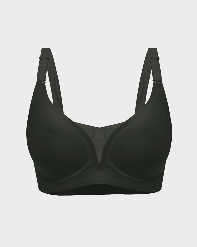 Seamless Mesh-Panel Invisible Thin Bra