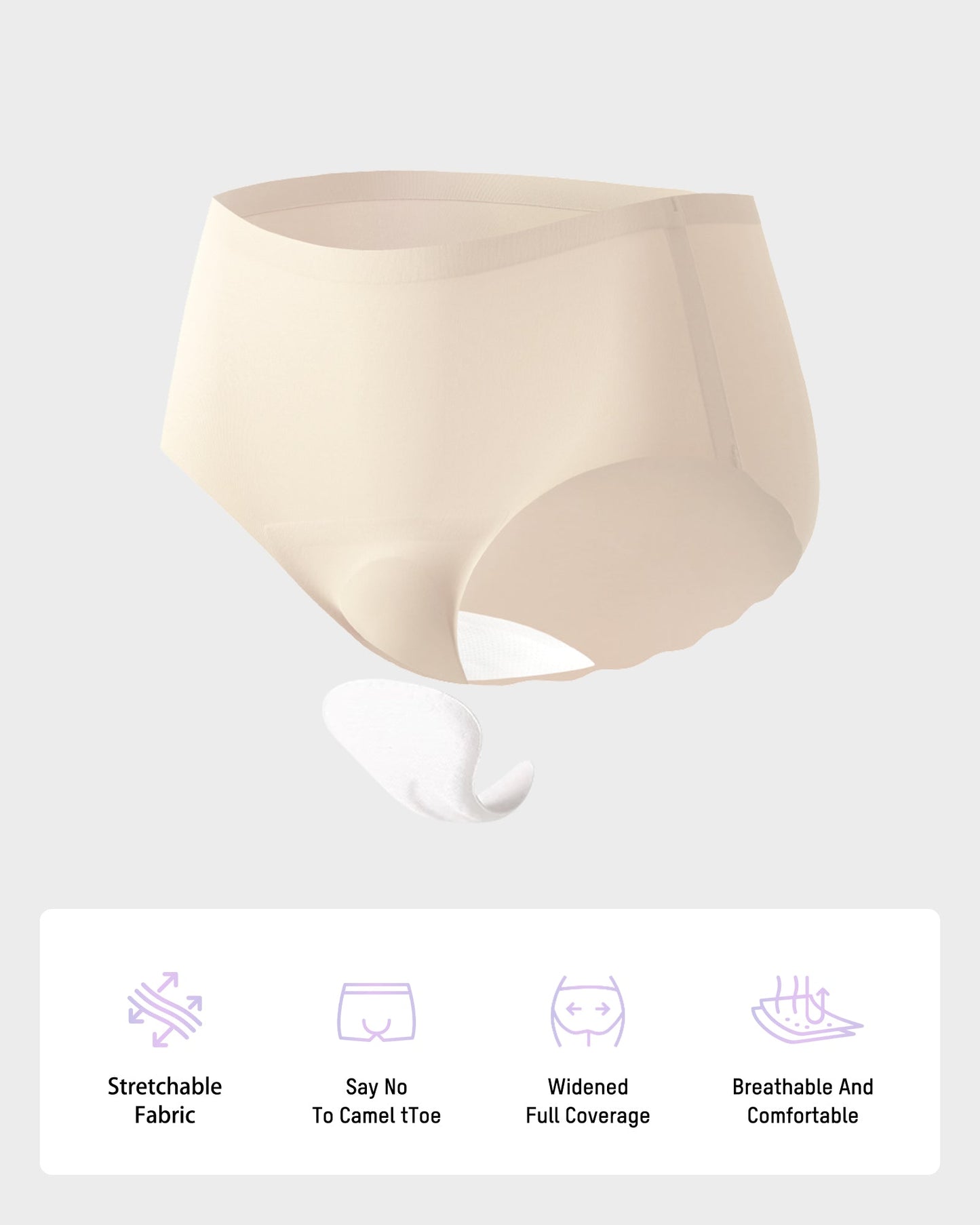 Seamless No-Camel-Toe Antibacterial Silk Gusset Panties (Set of 5)