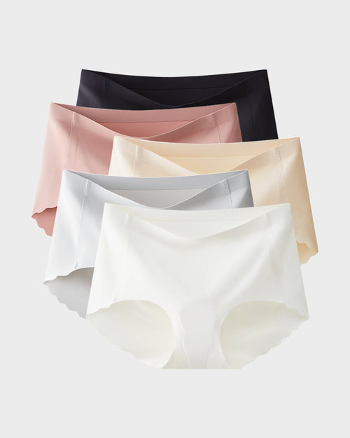 Seamless No-Camel-Toe Antibacterial Silk Gusset Panties (Set of 5)