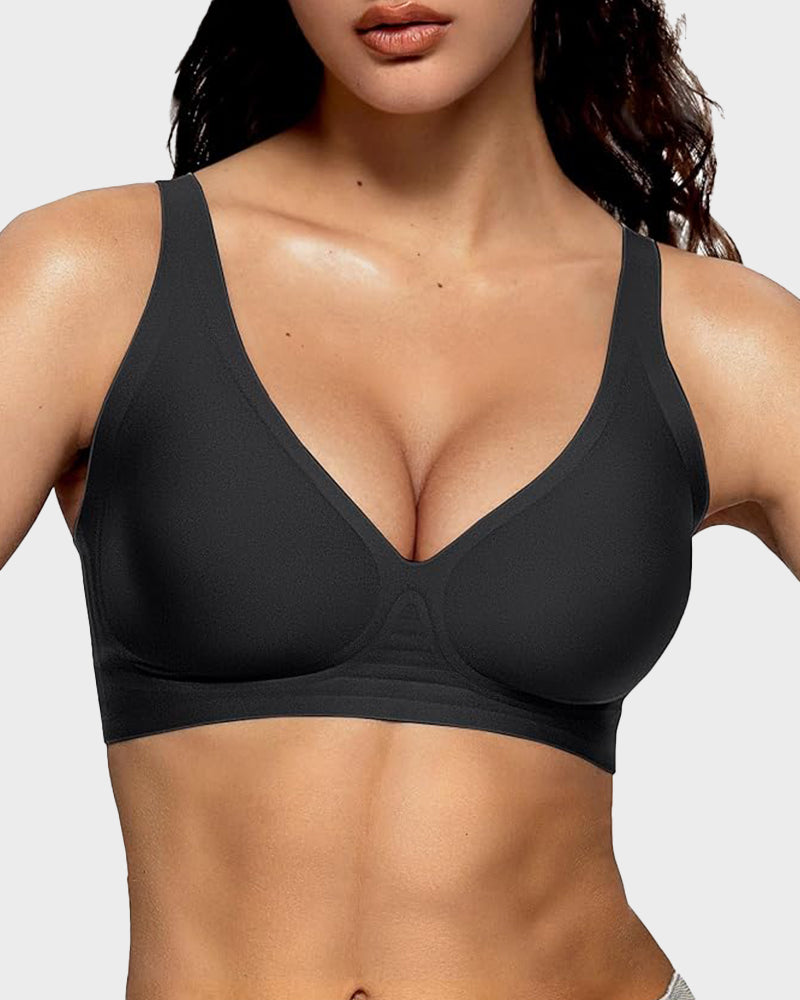 Seamless Deep-V Push-Up Wireless Bra