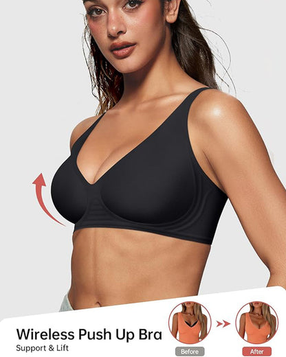 Seamless Deep-V Push-Up Wireless Bra