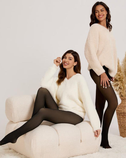Semi-Sheer Fleece-Lined Tights
