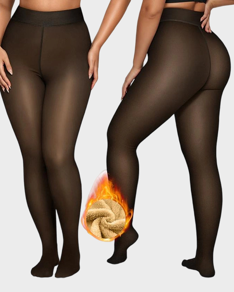 Semi-Sheer Fleece-Lined Tights