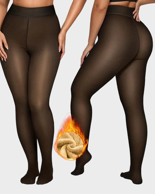 Semi-Sheer Fleece-Lined Tights