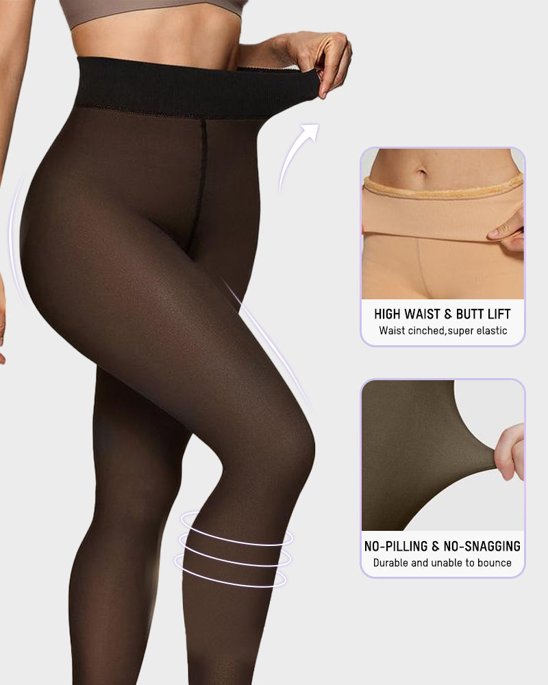 Semi-Sheer Fleece-Lined Tights