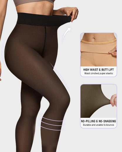 Semi-Sheer Fleece-Lined Tights