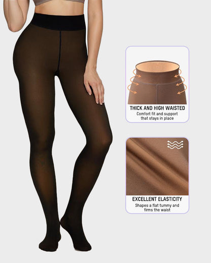 Semi-Sheer Fleece-Lined Tights