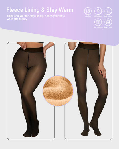 Semi-Sheer Fleece-Lined Tights
