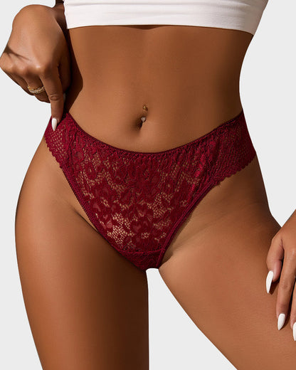 Spitzen-String mit floraler Lochstickerei