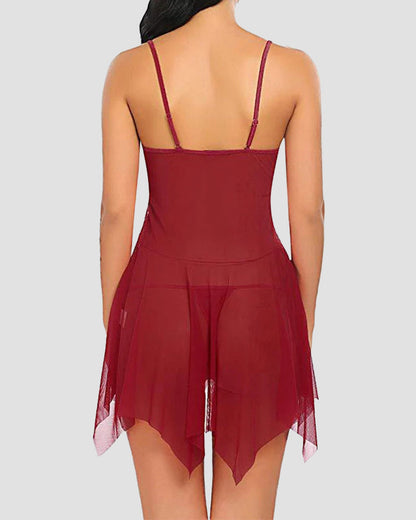 Sheer Lace Babydoll with G-String