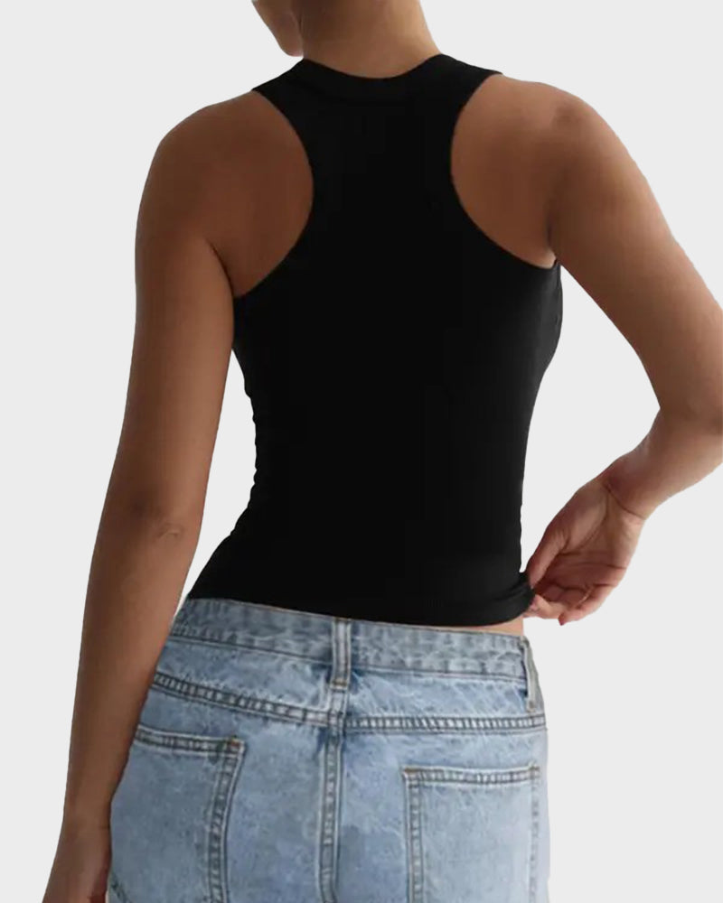Geripptes figurbetontes Crop-Top