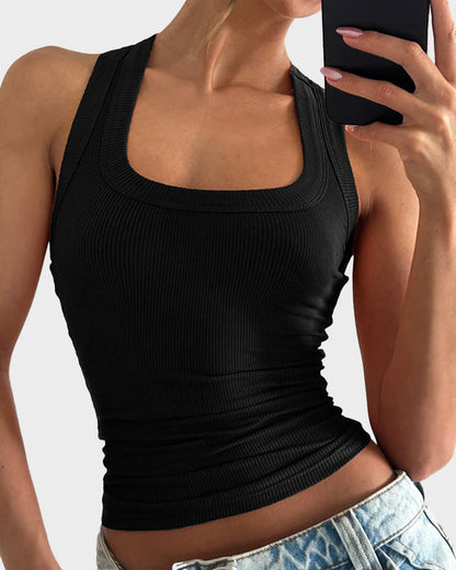 Geripptes figurbetontes Crop-Top