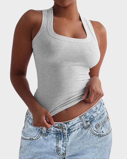 Geripptes figurbetontes Crop-Top