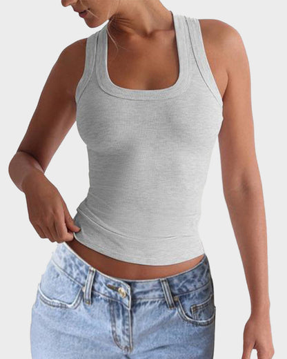 Geripptes figurbetontes Crop-Top