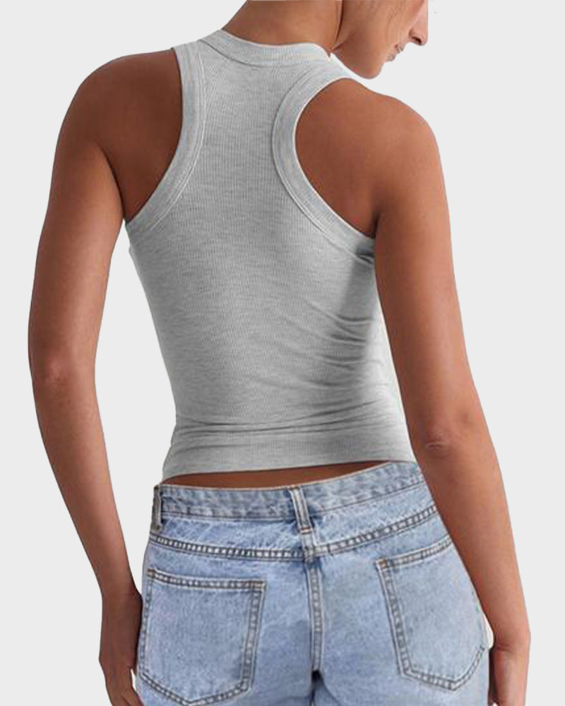 Geripptes figurbetontes Crop-Top