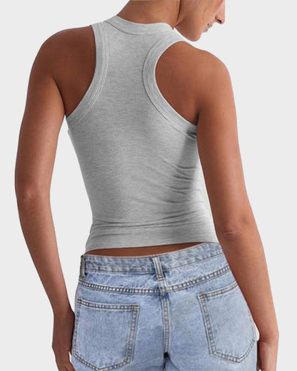 Geripptes figurbetontes Crop-Top