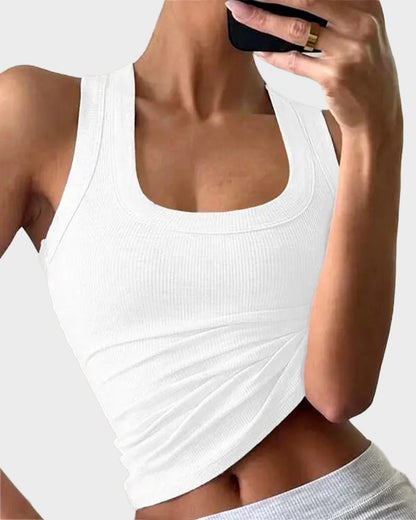 Geripptes figurbetontes Crop-Top