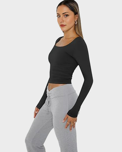 Enges Crop Top mit eckigem Ausschnitt