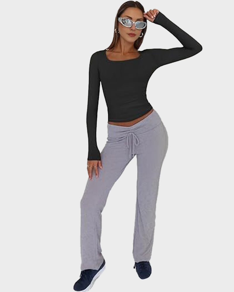 Enges Crop Top mit eckigem Ausschnitt