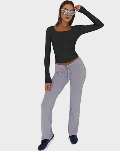 Enges Crop Top mit eckigem Ausschnitt