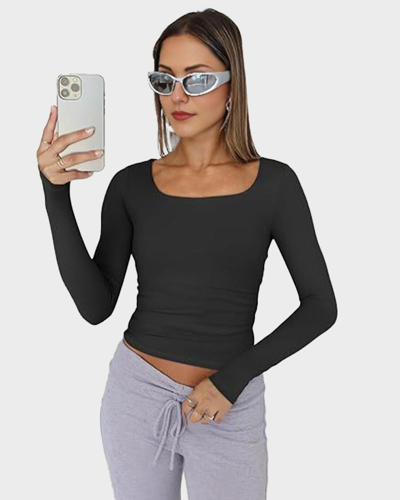 Enges Crop Top mit eckigem Ausschnitt