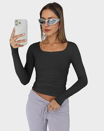 Enges Crop Top mit eckigem Ausschnitt