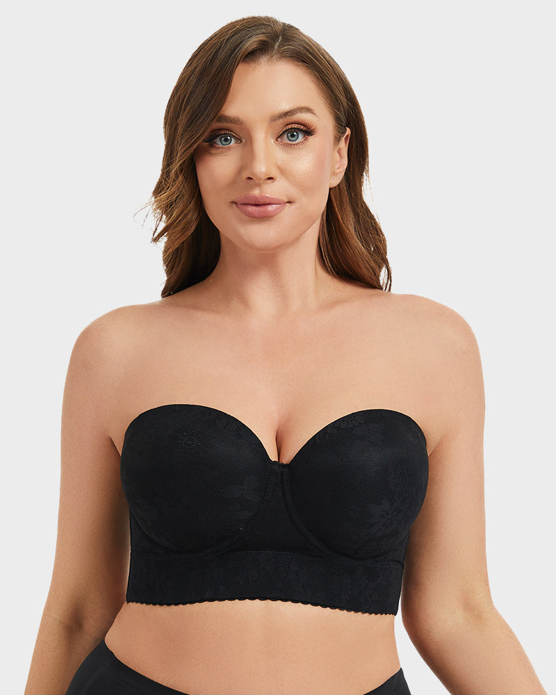 Soutien-Gorge Bustier Lissant en Dentelle à Armatures