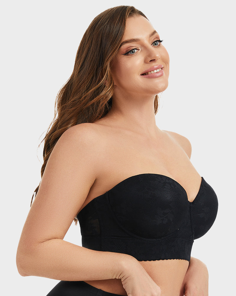 Soutien-Gorge Bustier Lissant en Dentelle à Armatures