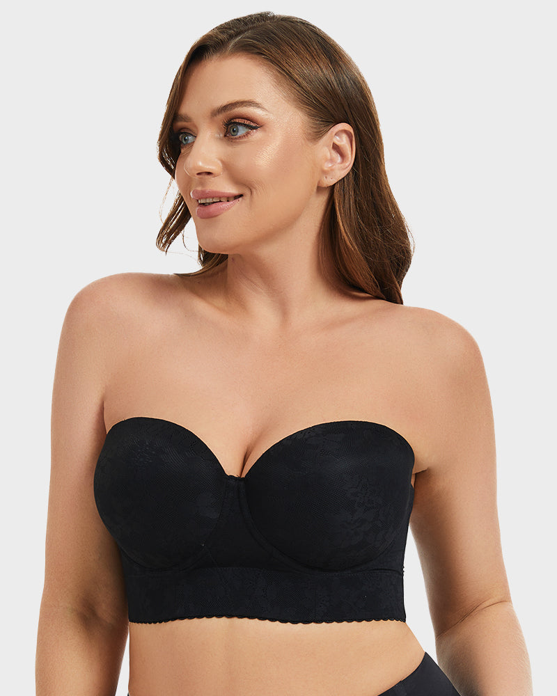 Soutien-Gorge Bustier Lissant en Dentelle à Armatures