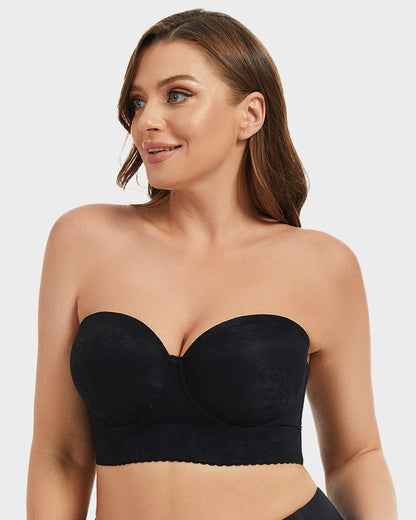 Soutien-Gorge Bustier Lissant en Dentelle à Armatures