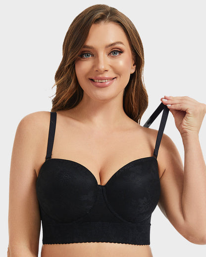 Soutien-Gorge Bustier Lissant en Dentelle à Armatures